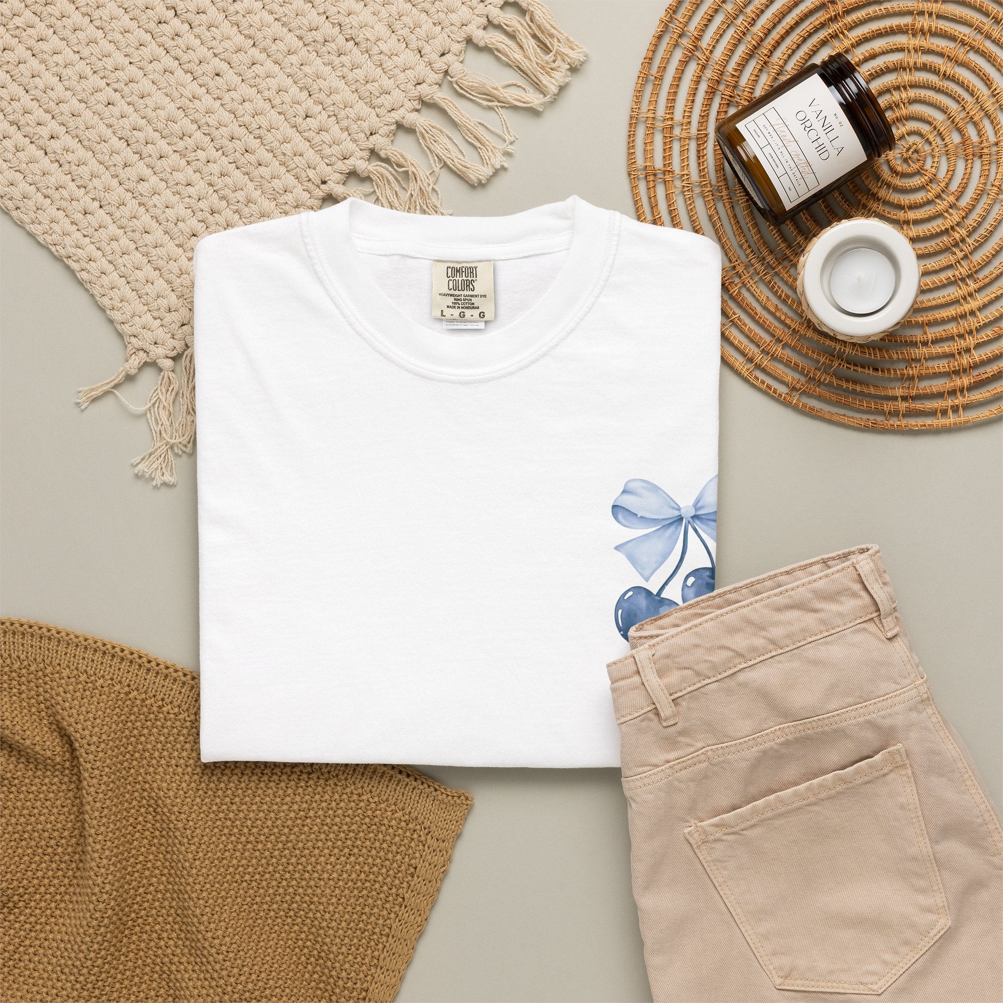 Blue Watercolor Cherries T-Shirt
