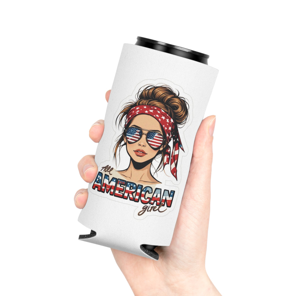 All American Girl Can Cooler | USA Fireworks Slim Koozie