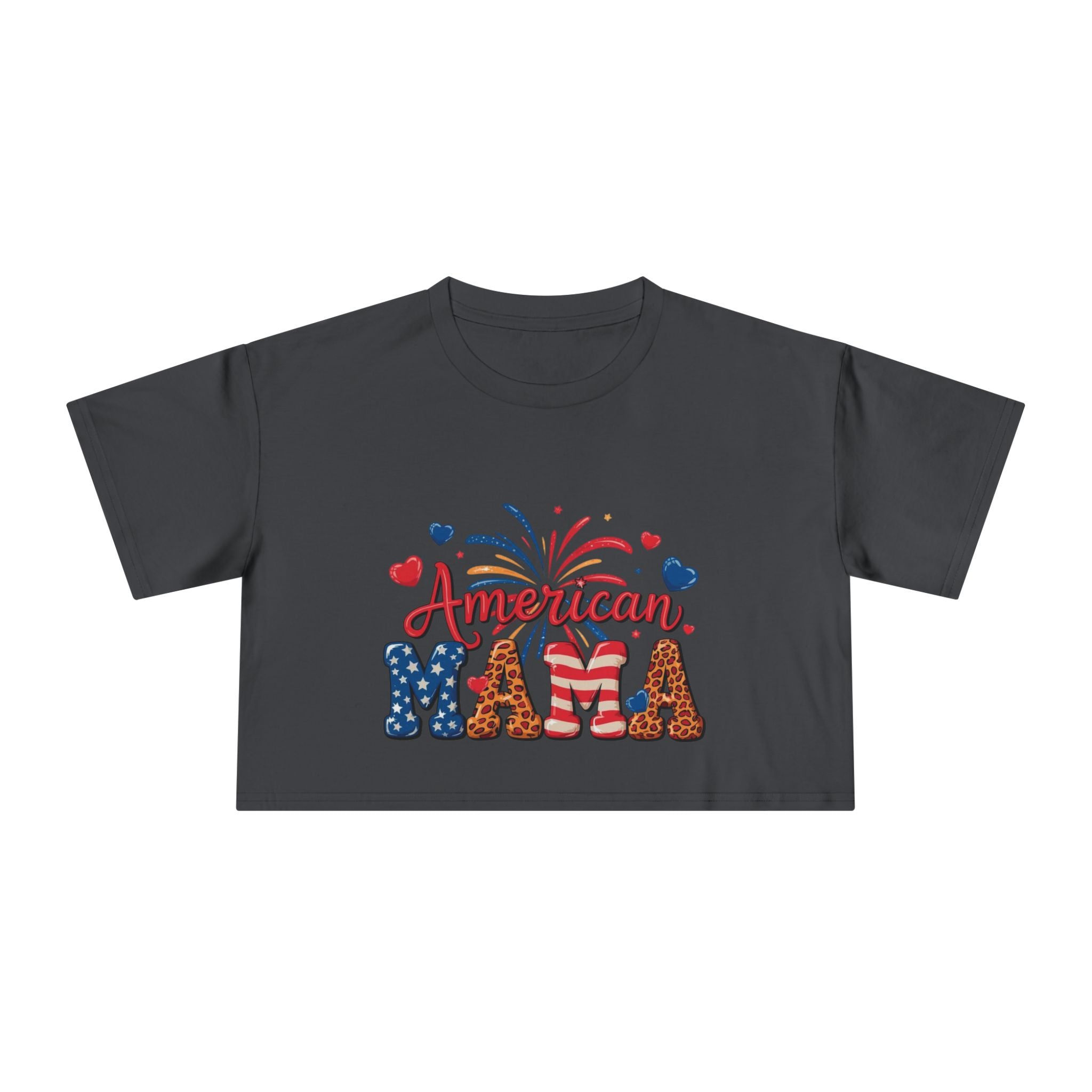 American Mama crop tee | Patriotic Fourth of July fireworks USA design