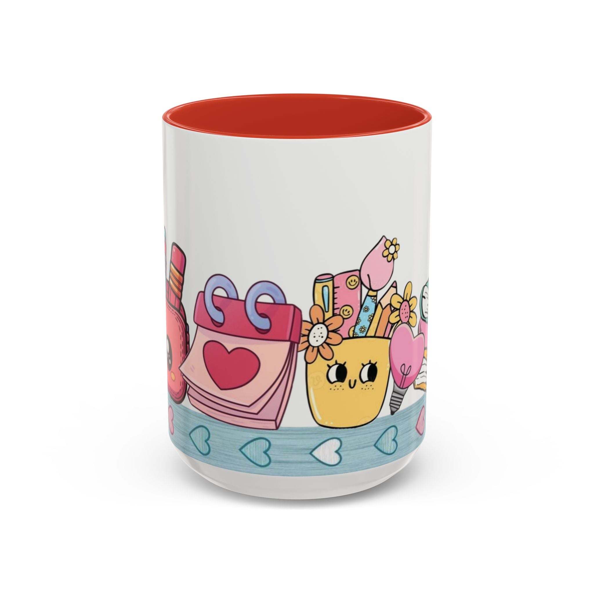 Cute Teacher Desk Accent Coffee Mug — Kawaii School Supplies Design