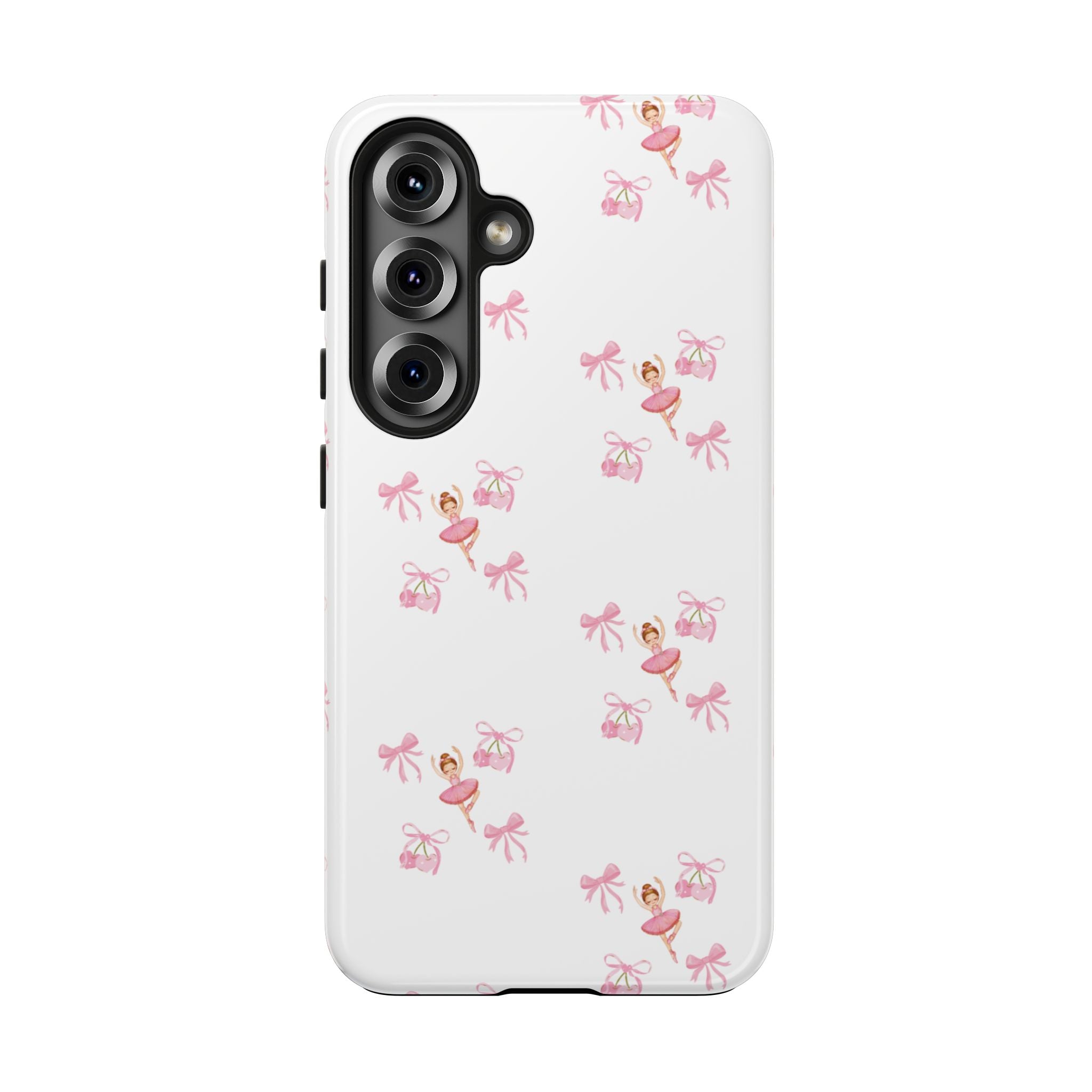 Pink Ballet Pattern Tough Phone Case — Cute Ballerina & Ribbon Design