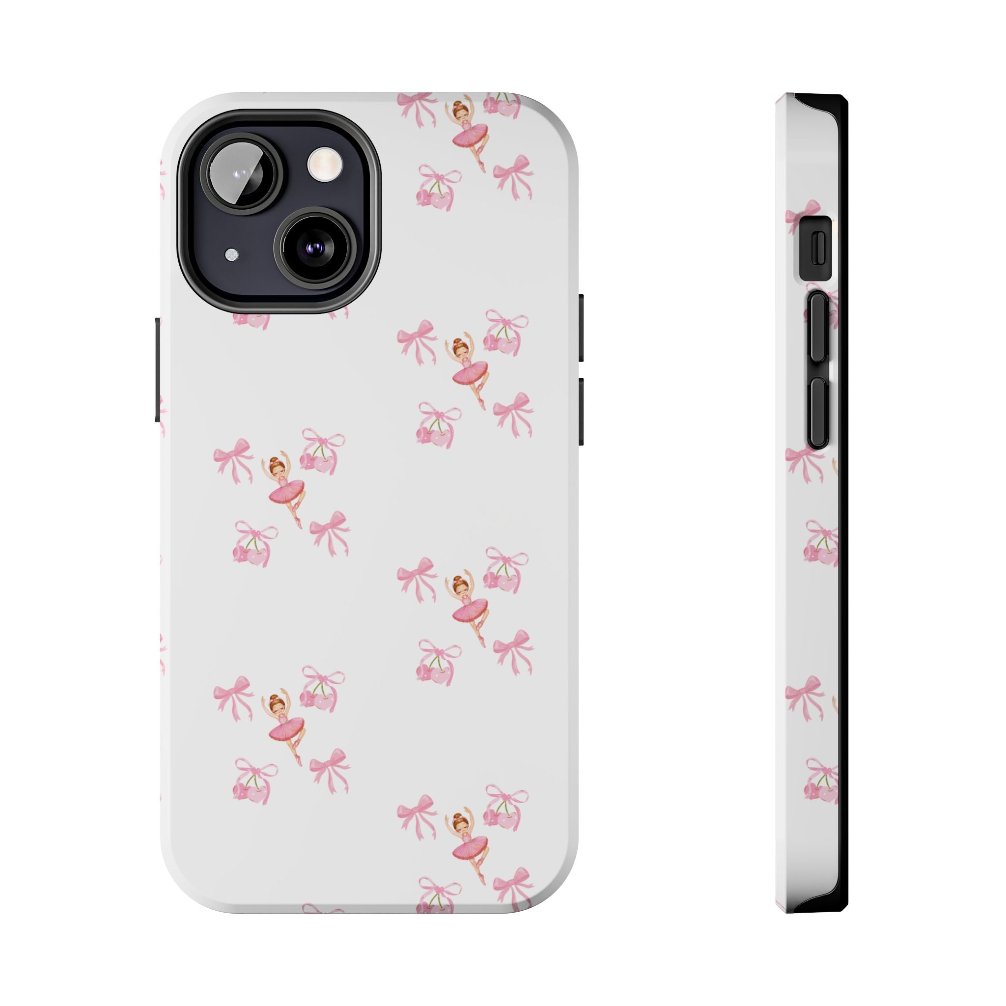 Pink Ballet Pattern Tough Phone Case — Cute Ballerina & Ribbon Design
