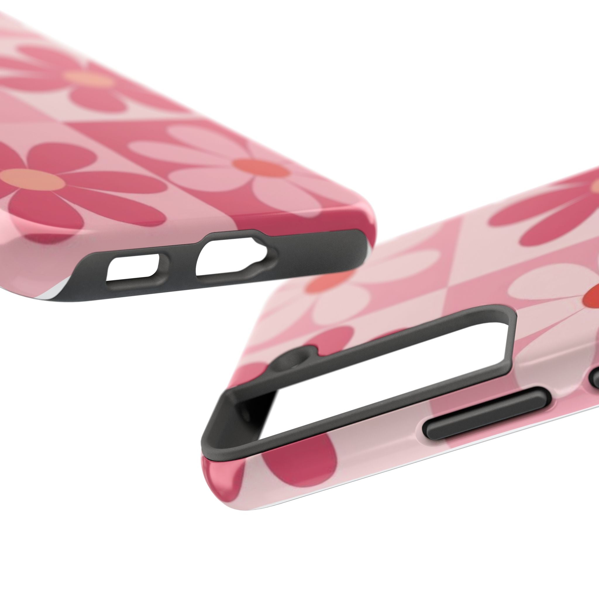 Pink Retro Daisy Phone Case — Tough Shockproof Floral iPhone Cover