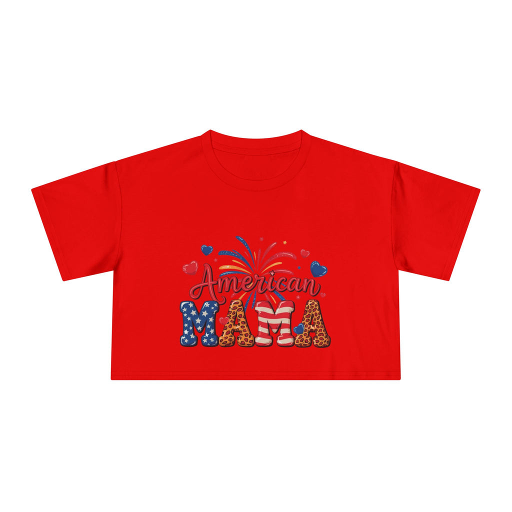 American Mama crop tee | Patriotic Fourth of July fireworks USA design