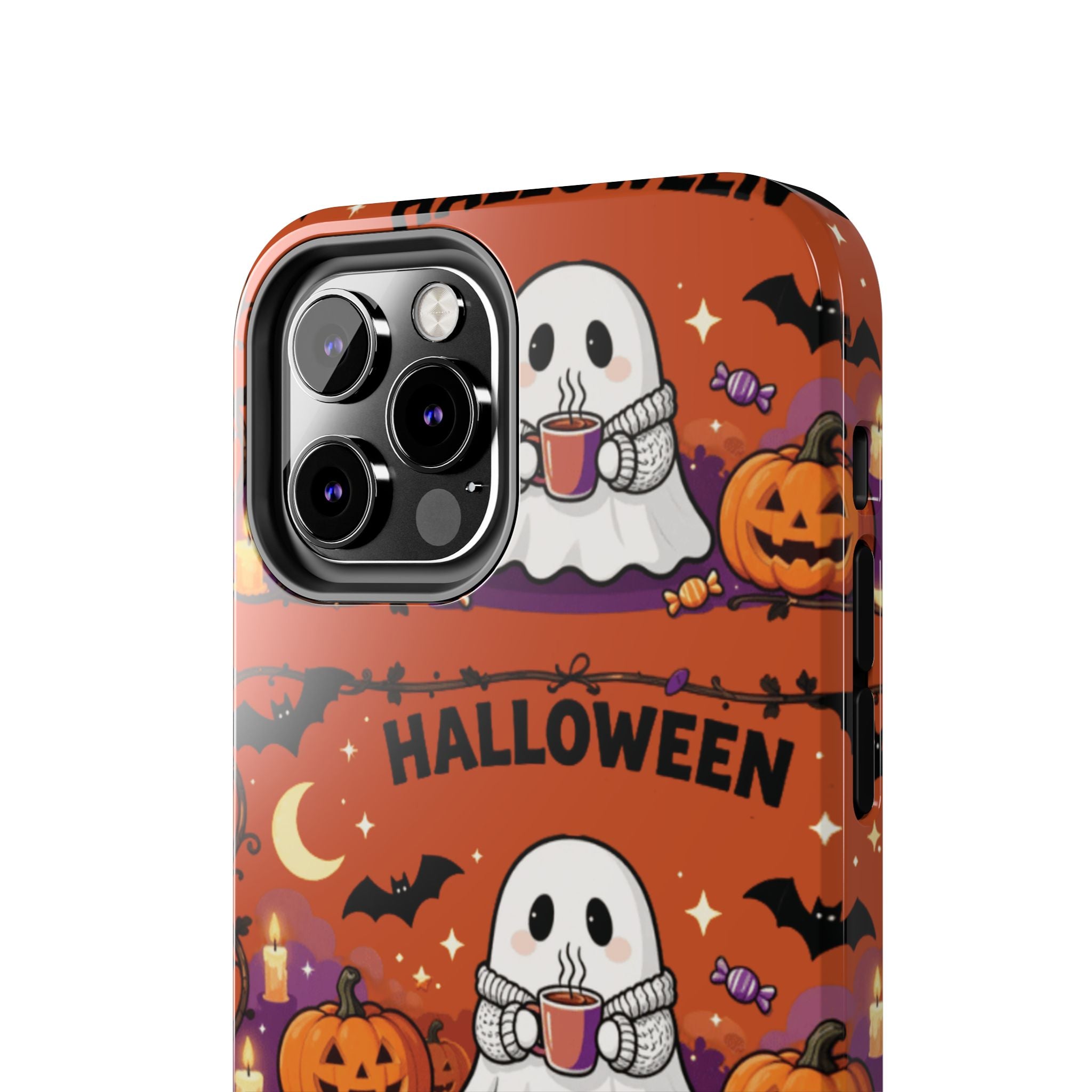 Halloween Ghost Pattern Tough Phone Case — Cute Pumpkin & Candy Halloween Phone Cover