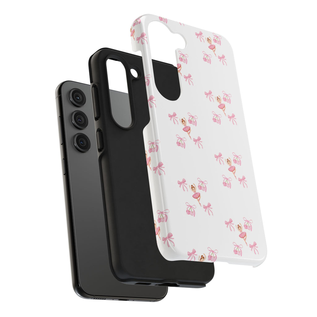 Pink Ballet Pattern Tough Phone Case — Cute Ballerina & Ribbon Design