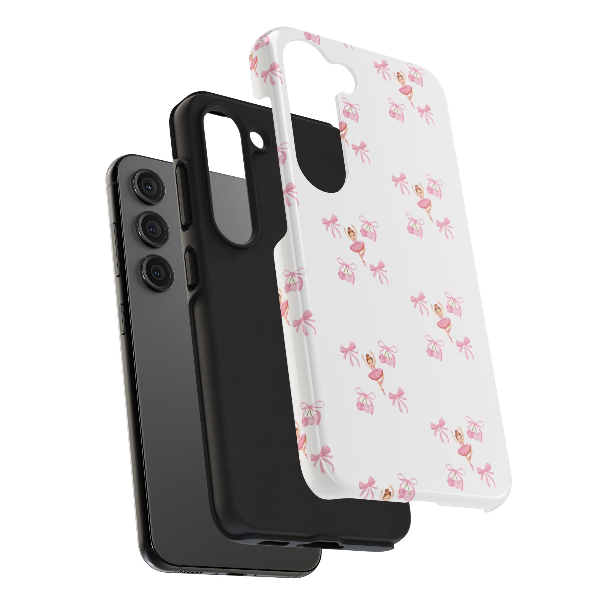 Pink Ballet Pattern Tough Phone Case — Cute Ballerina & Ribbon Design