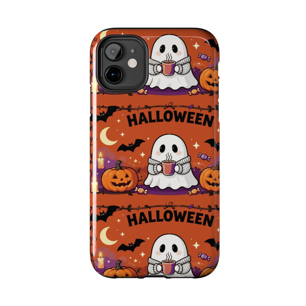 Halloween Ghost Pattern Tough Phone Case — Cute Pumpkin & Candy Halloween Phone Cover