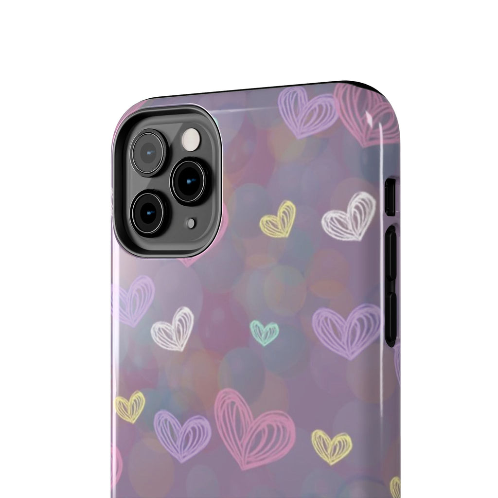 Tough Phone Case — Pastel Heart Pattern Protective Phone Cover