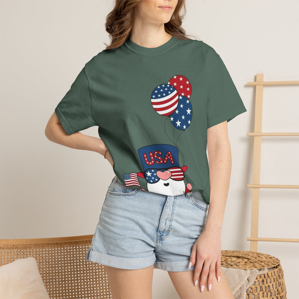 Patriotic Gnome with Balloons T-Shirt | Happy 4th of July USA Design