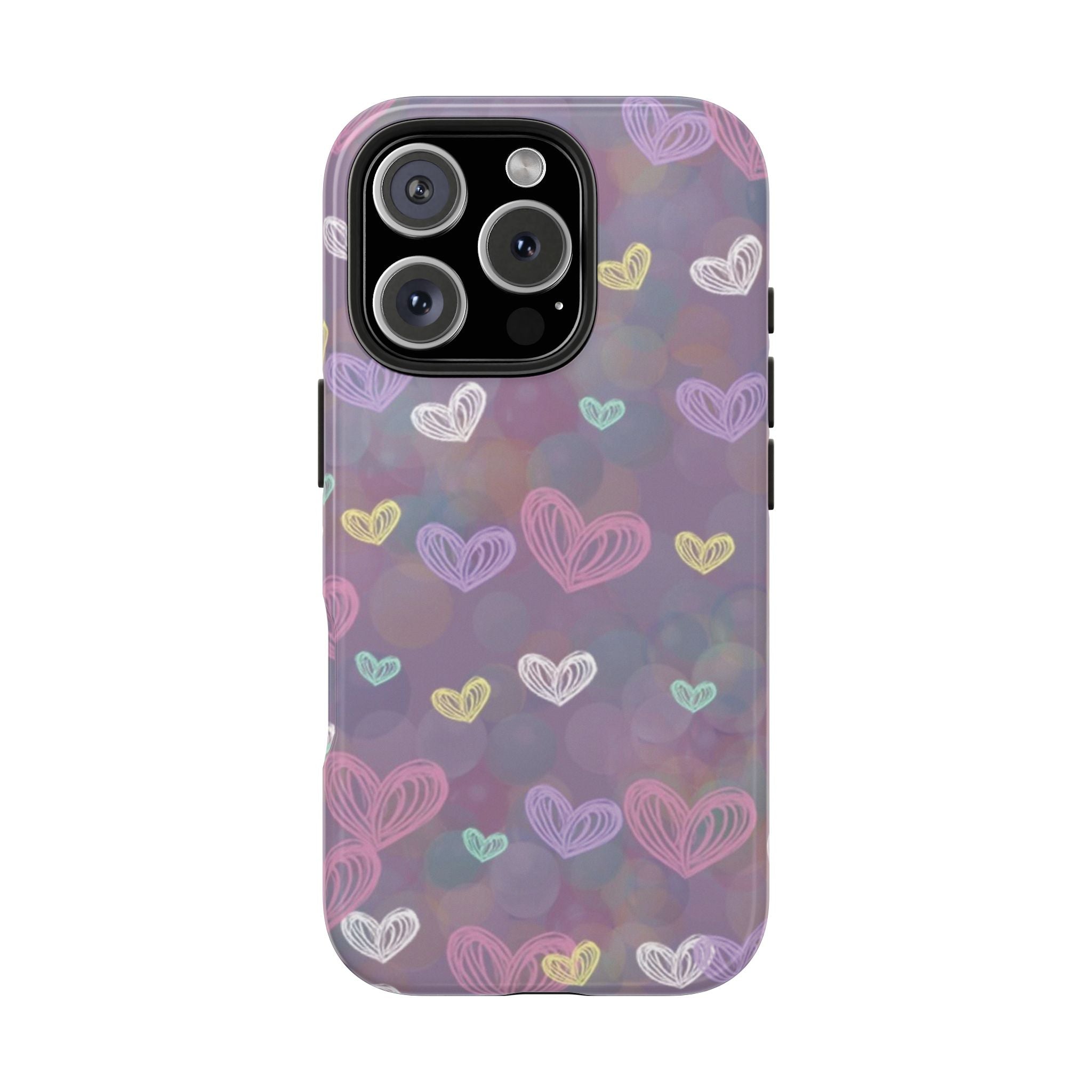 Tough Phone Case — Pastel Heart Pattern Protective Phone Cover