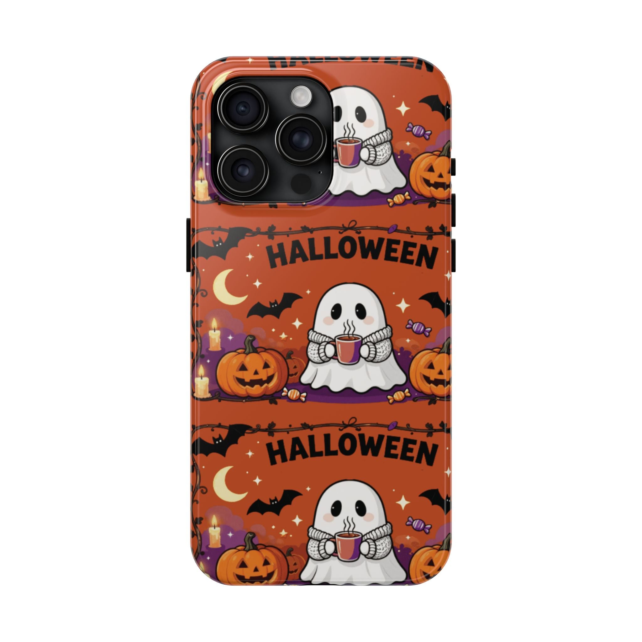 Halloween Ghost Pattern Tough Phone Case — Cute Pumpkin & Candy Halloween Phone Cover