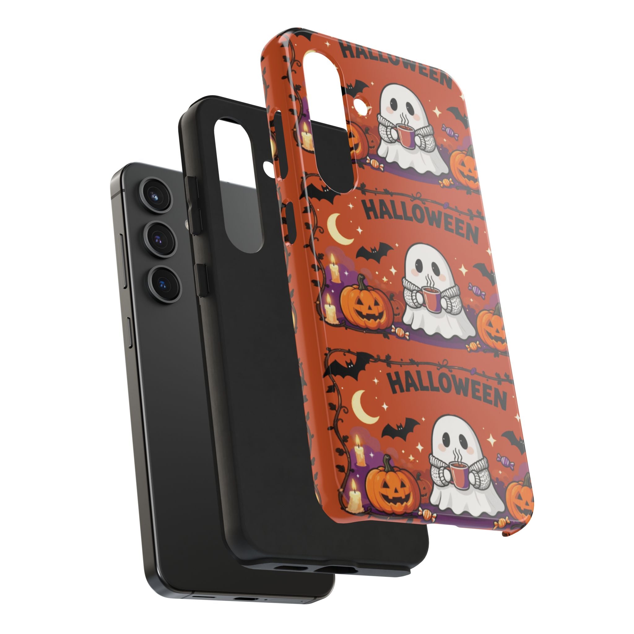 Halloween Ghost Pattern Tough Phone Case — Cute Pumpkin & Candy Halloween Phone Cover