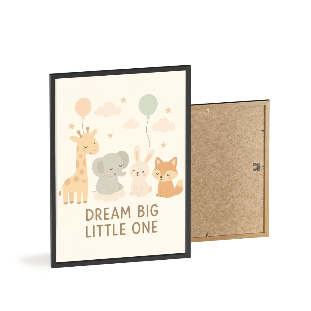 Dream Big Little One Nursery Poster — Woodland Animals Framed Wall Art