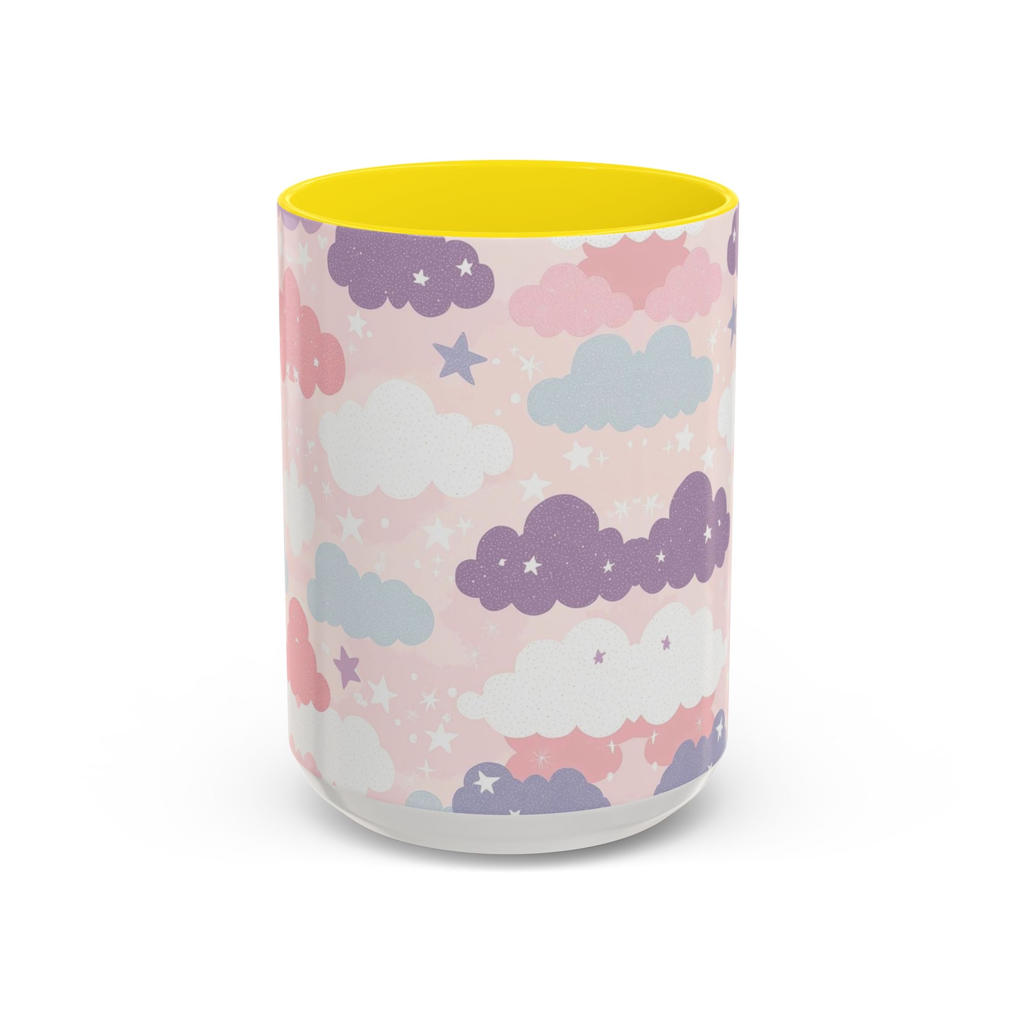 Pastel Cloud Pattern Coffee Mug | Cute Stars and Clouds Design