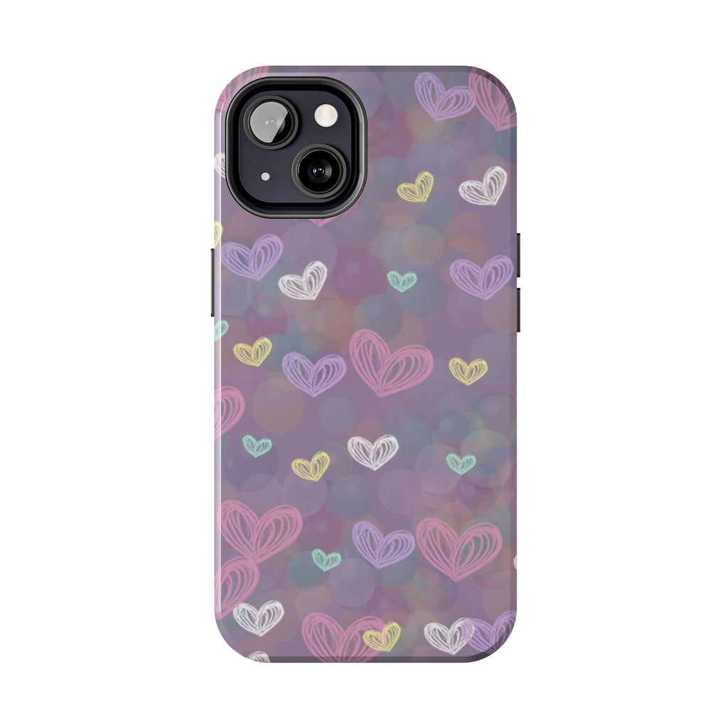 Tough Phone Case — Pastel Heart Pattern Protective Phone Cover