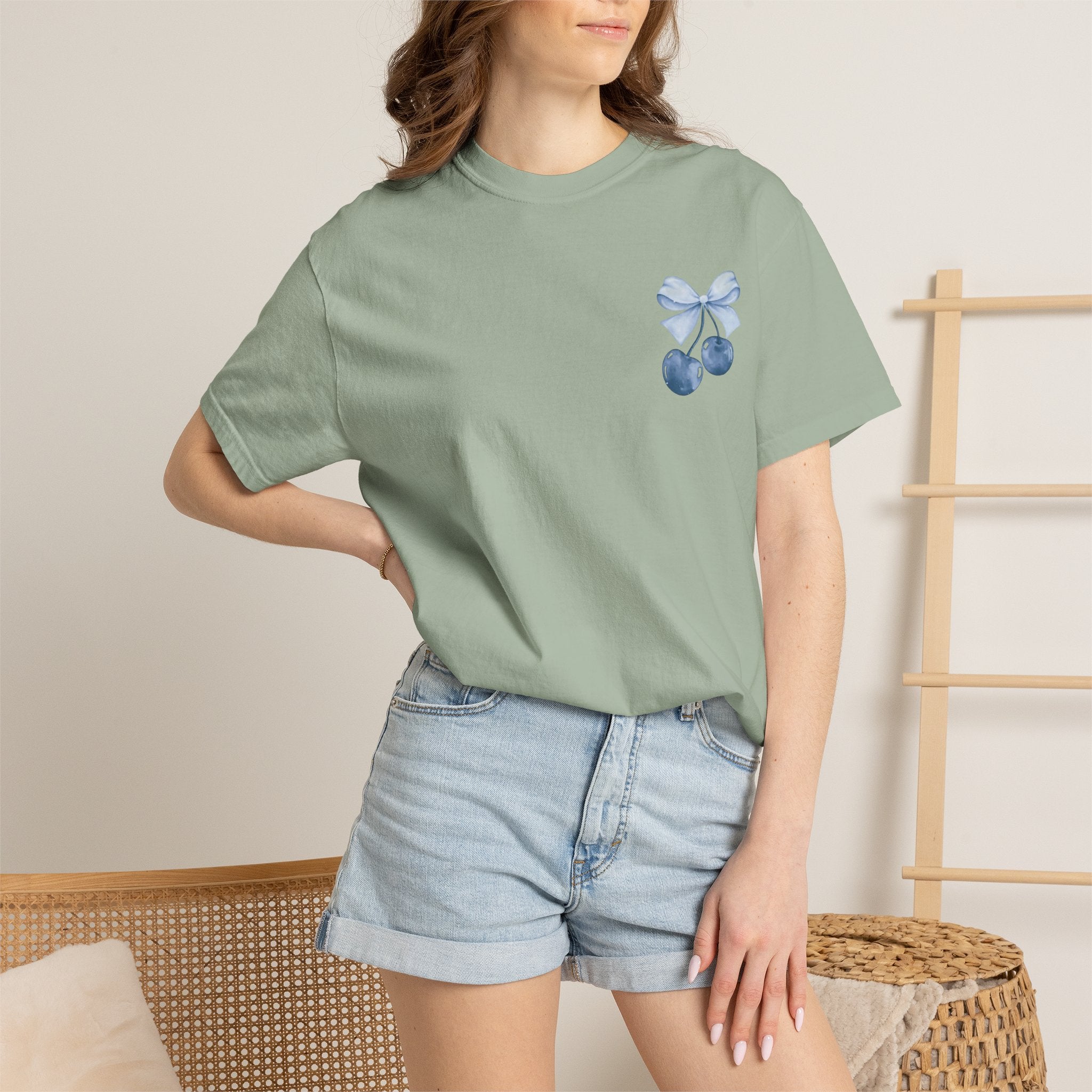Blue Watercolor Cherries T-Shirt