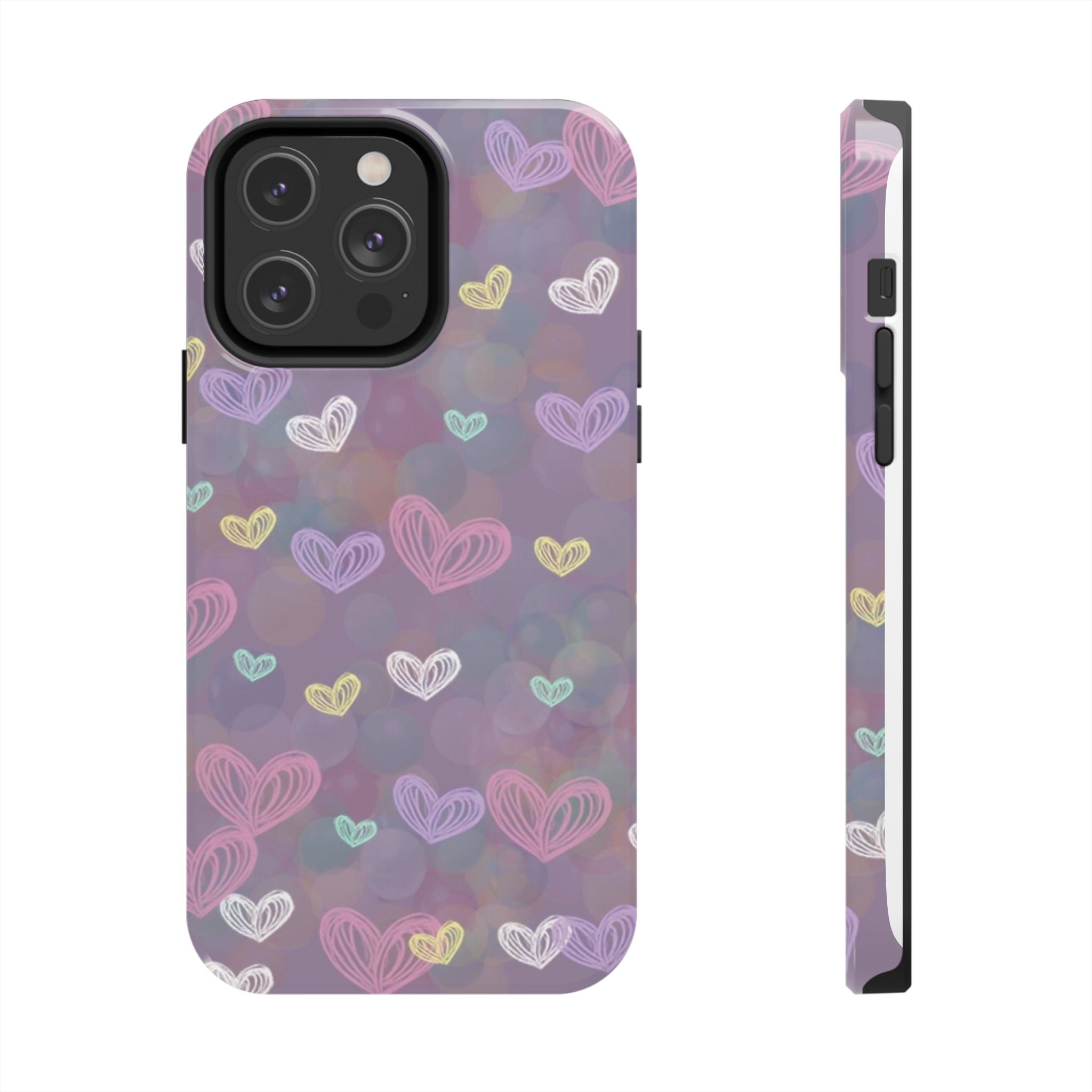 Tough Phone Case — Pastel Heart Pattern Protective Phone Cover