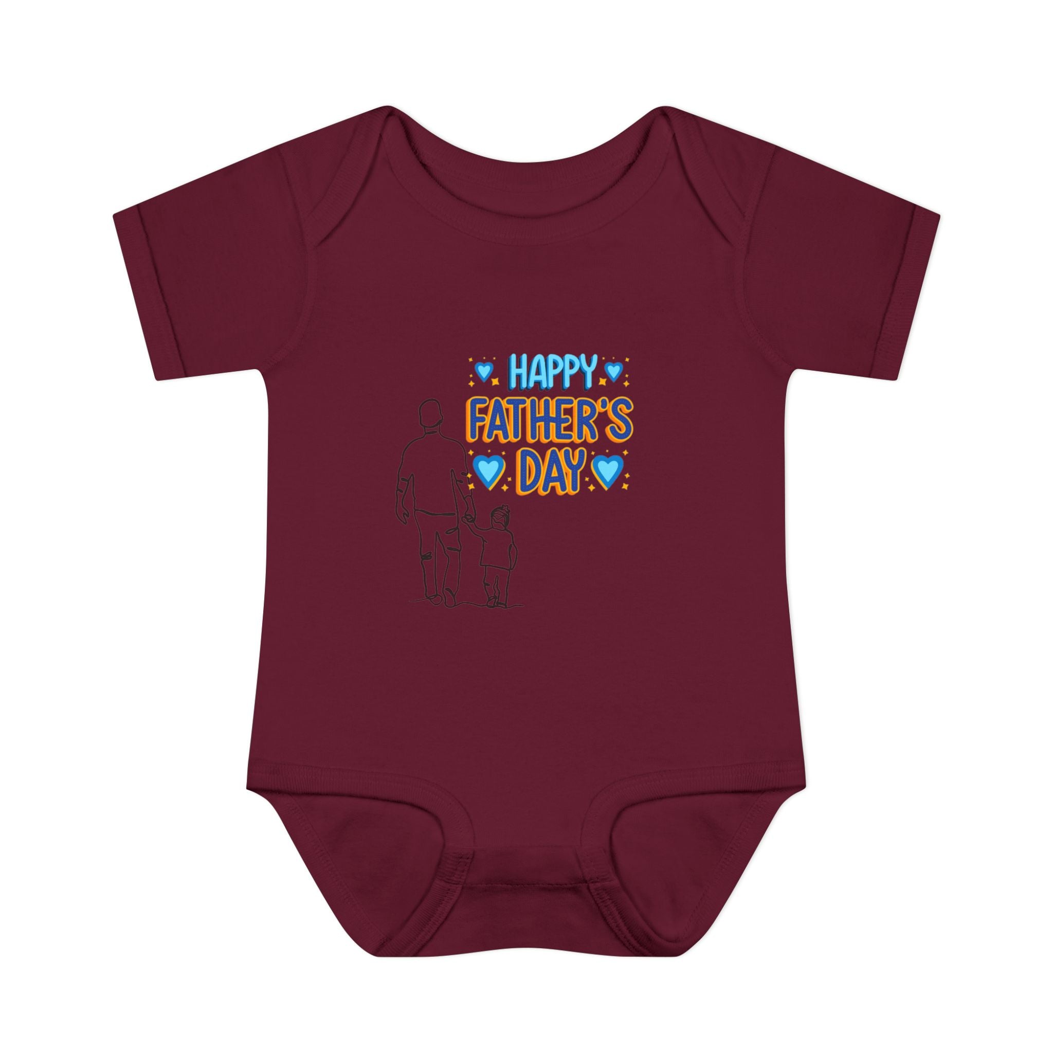 Happy Father s Day baby bodysuit Daddy and child illustration