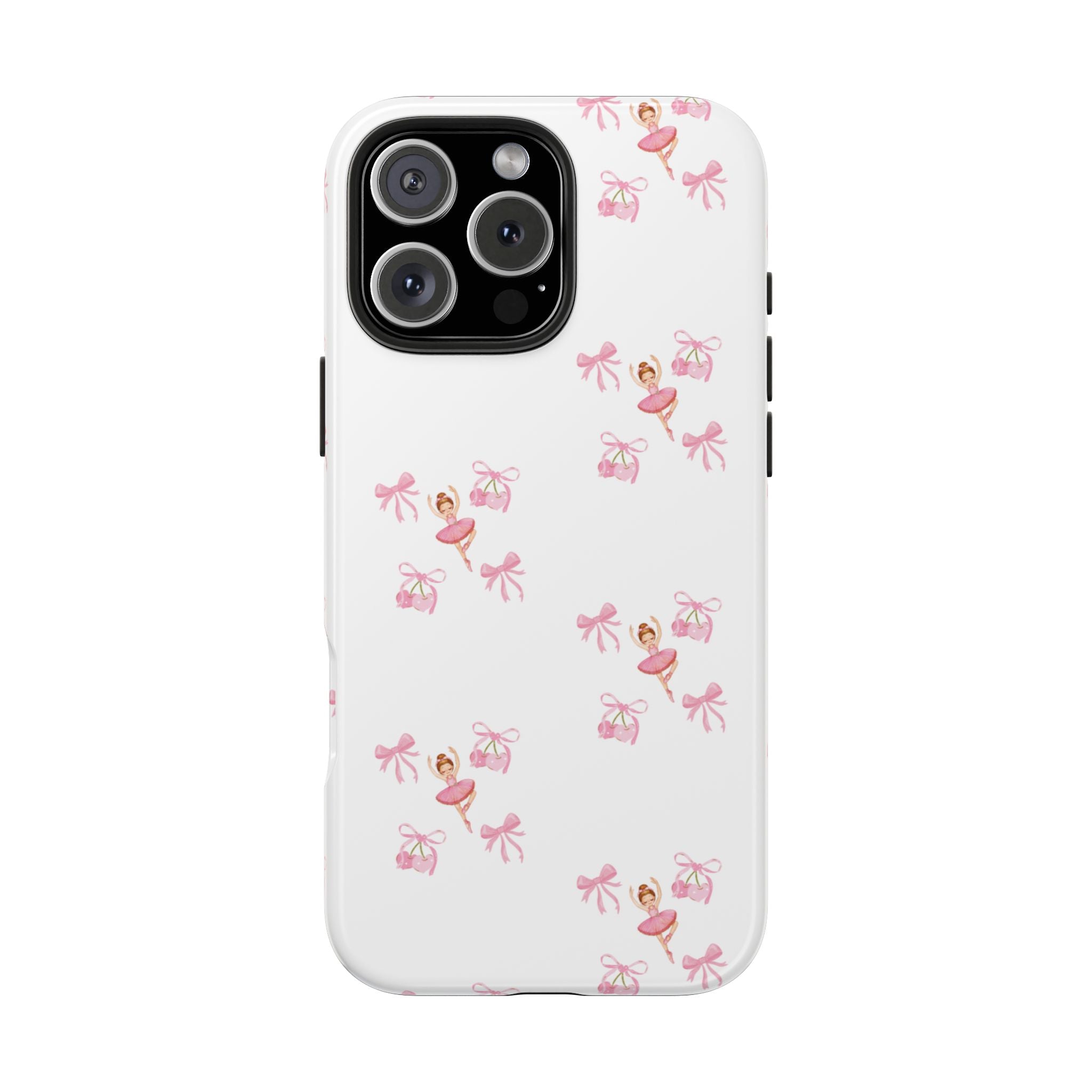Pink Ballet Pattern Tough Phone Case — Cute Ballerina & Ribbon Design