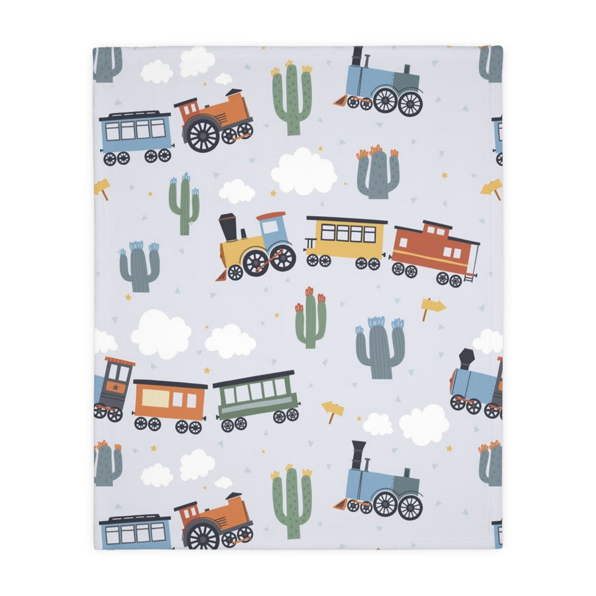 Kids Train Print Velveteen Microfiber Blanket