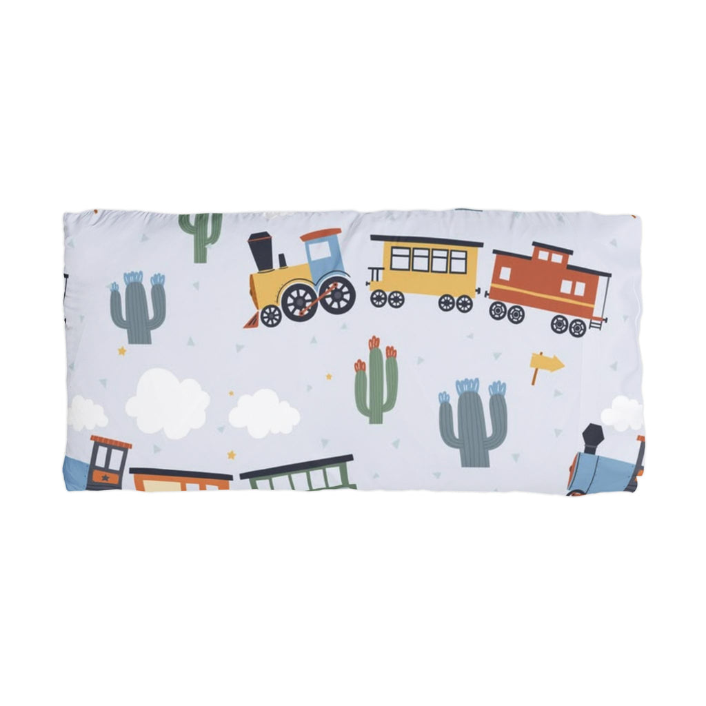 Kids Train Microfiber Pillowcase – Colorful Engine & Caboose Sleep Pillowcase for Toddlers