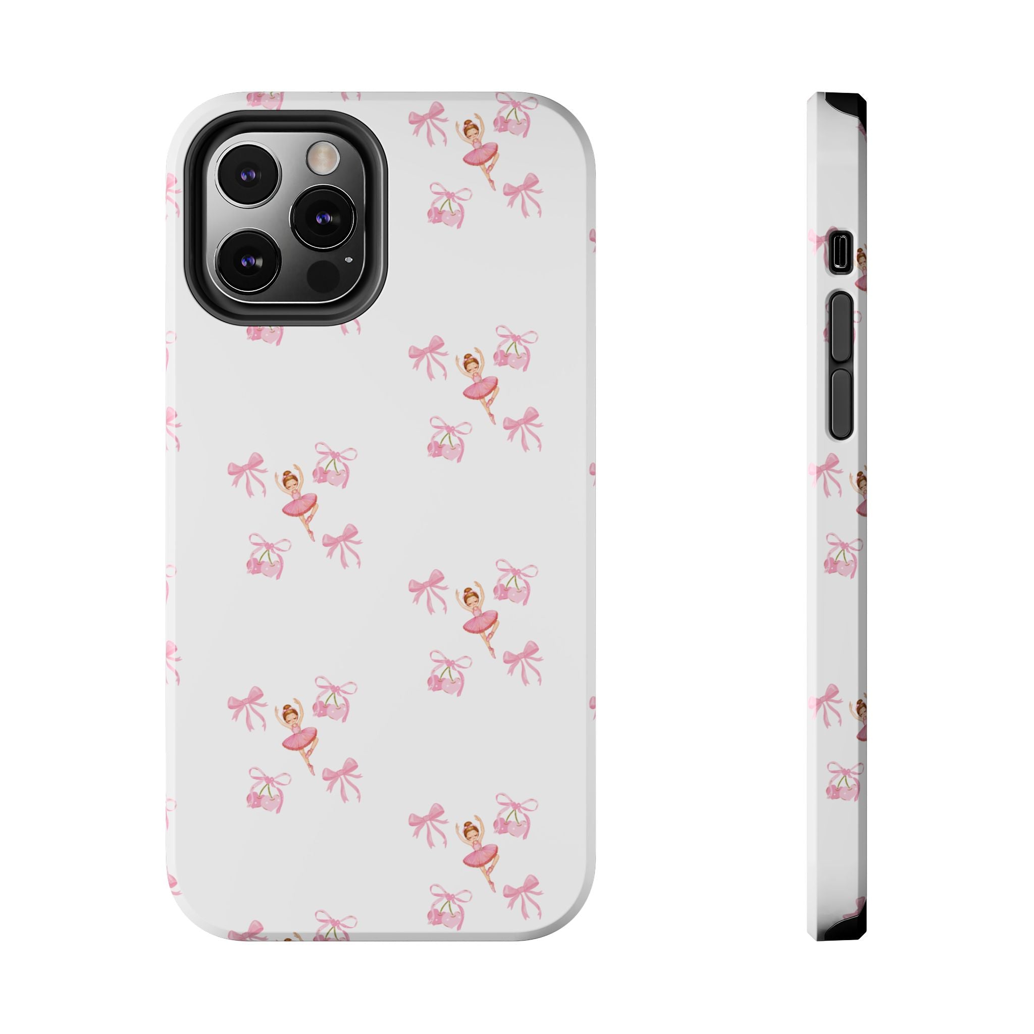 Pink Ballet Pattern Tough Phone Case — Cute Ballerina & Ribbon Design