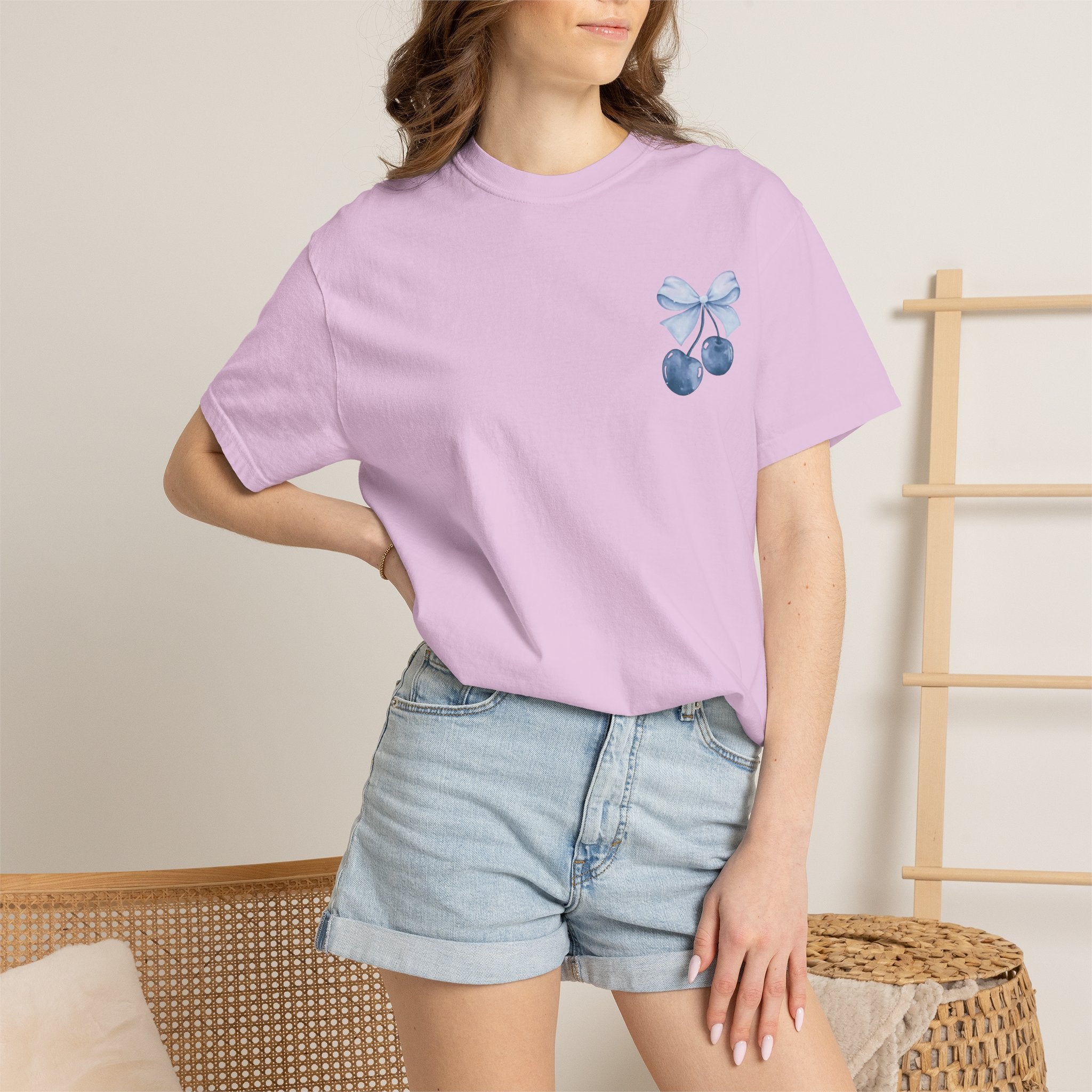 Blue Watercolor Cherries T-Shirt