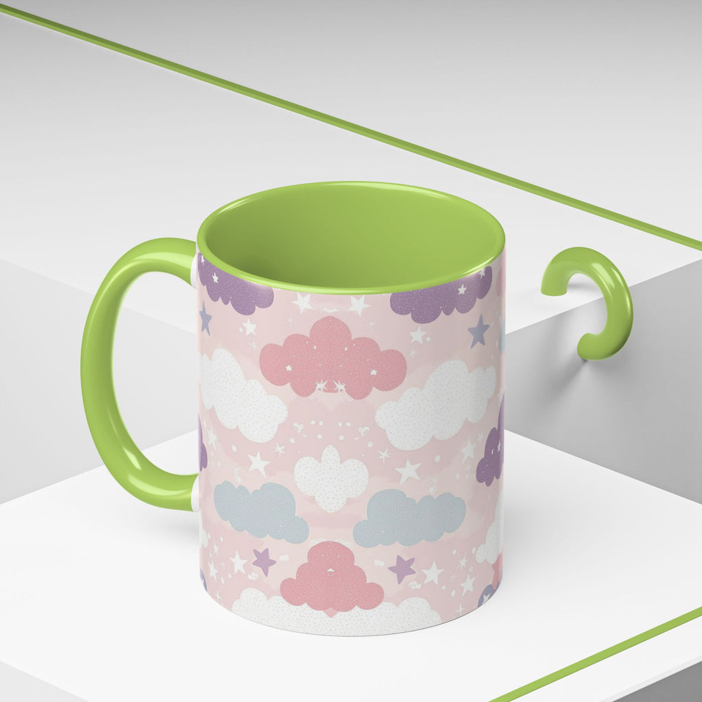 Pastel Cloud Pattern Coffee Mug | Cute Stars and Clouds Design