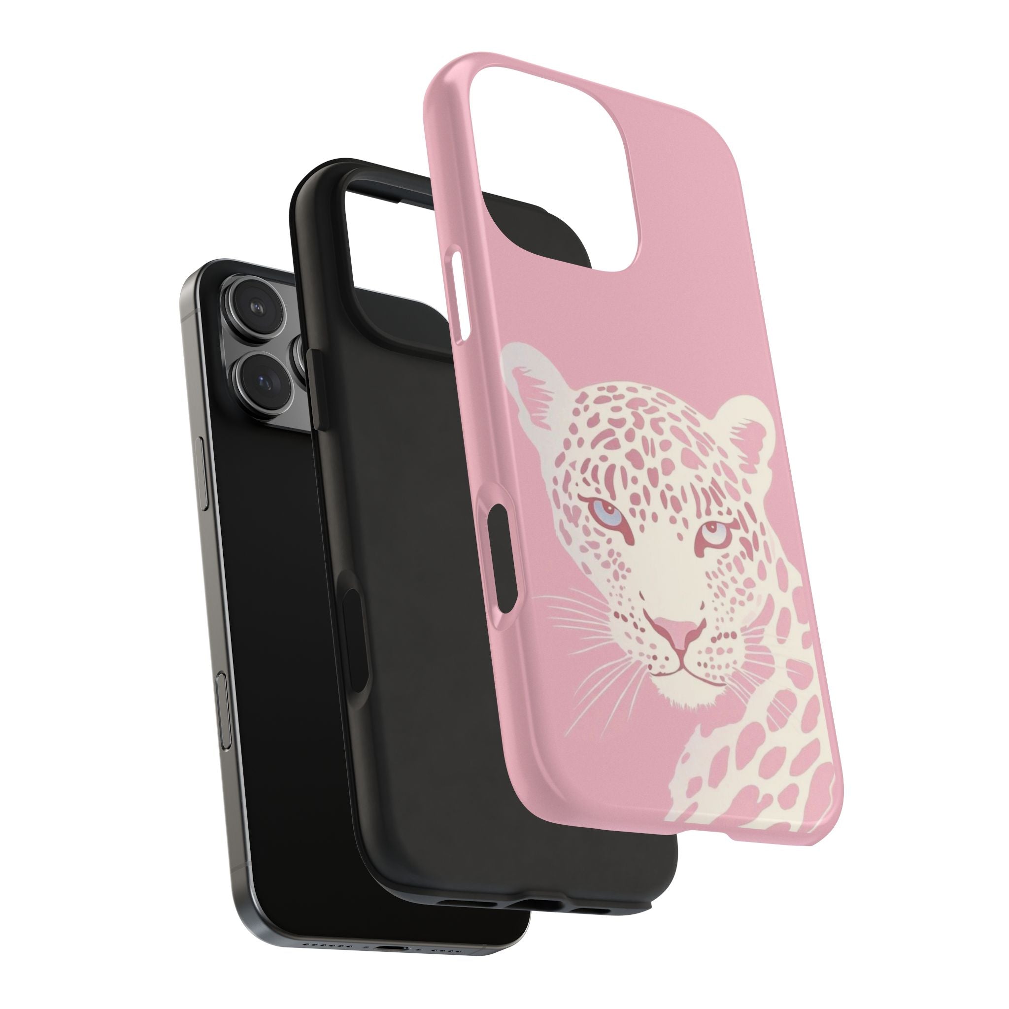 Tough Phone Case — Pink Leopard Face Protective Phone Cover