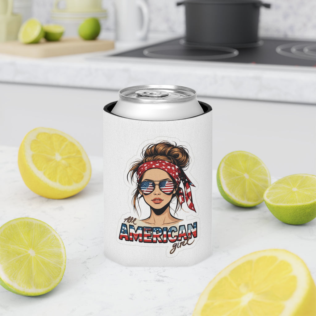 All American Girl Can Cooler | USA Fireworks Slim Koozie