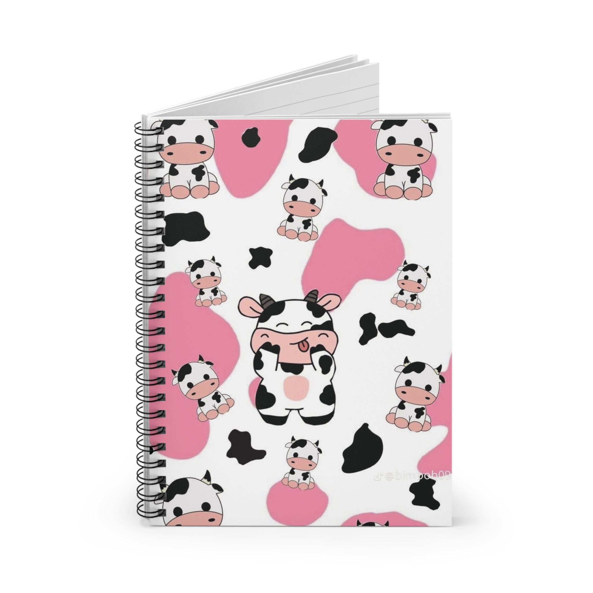 Cow Print Spiral Notebook — Cute Pink Cow Pattern Ruled Journal