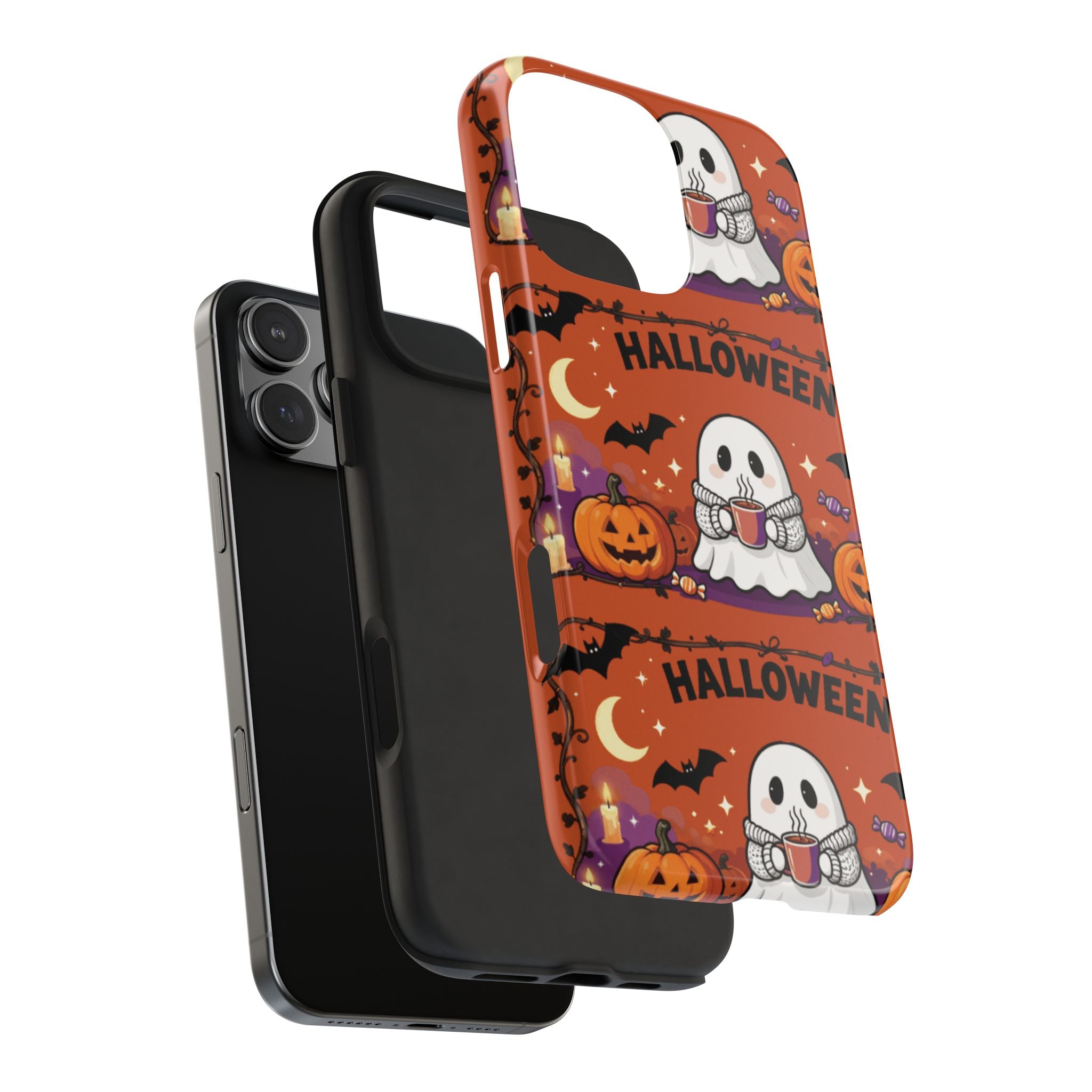 Halloween Ghost Pattern Tough Phone Case — Cute Pumpkin & Candy Halloween Phone Cover