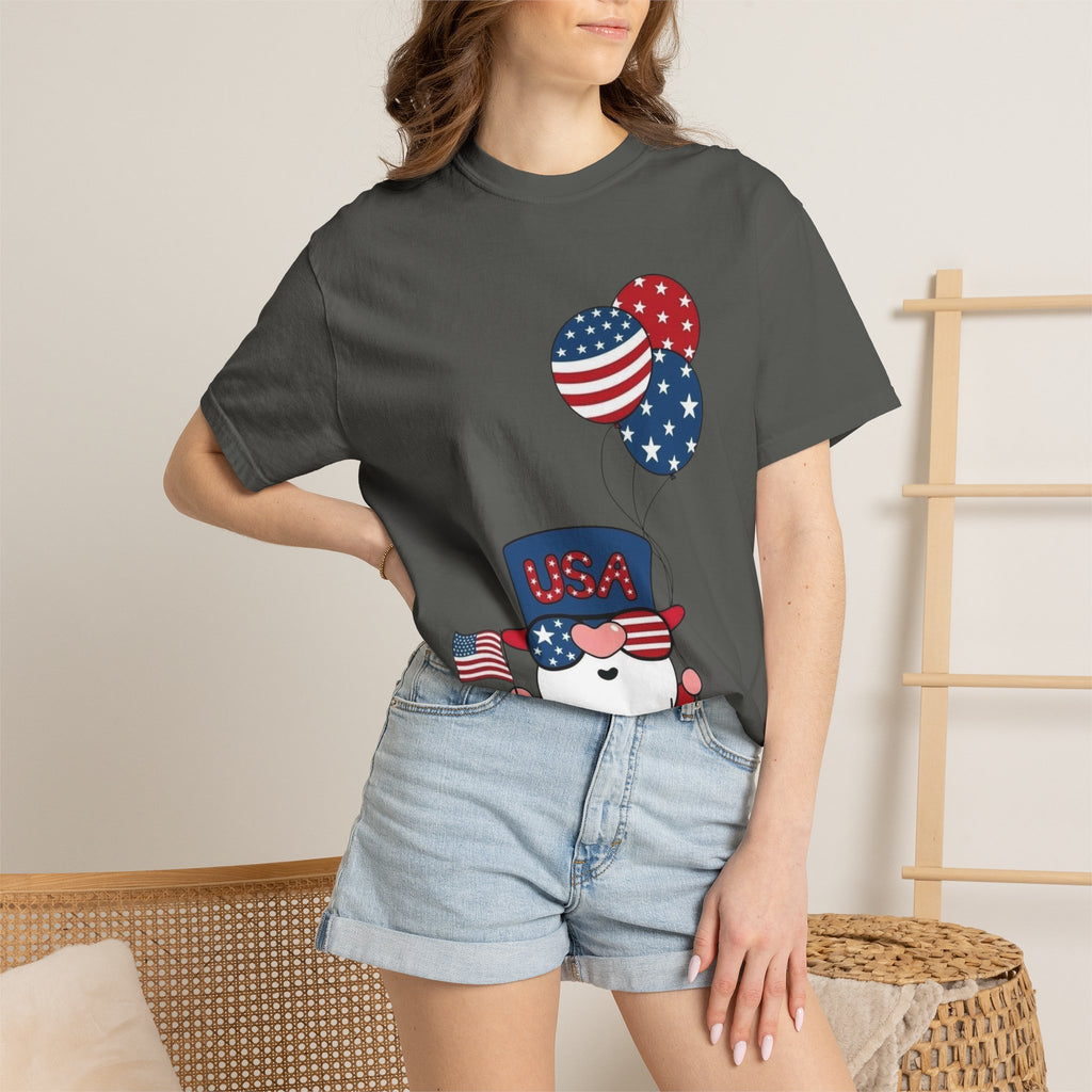 Patriotic Gnome with Balloons T-Shirt | Happy 4th of July USA Design