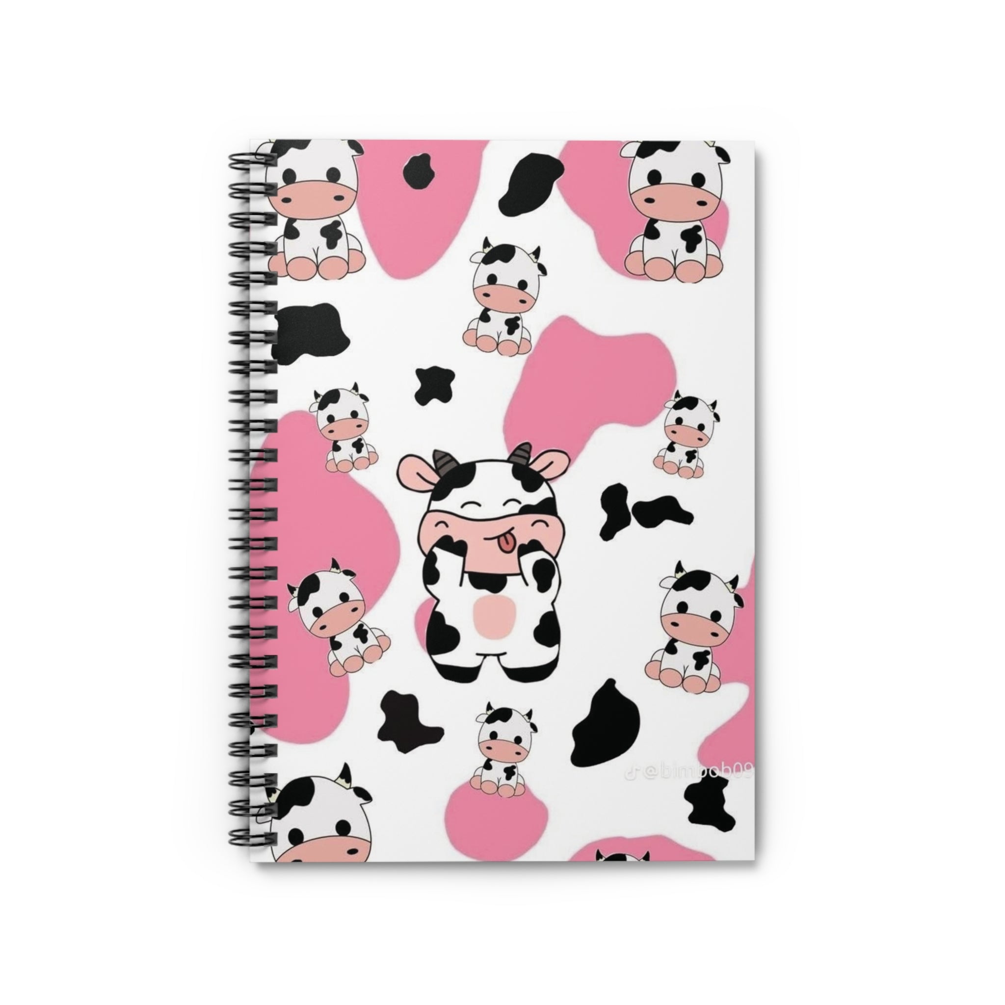 Cow Print Spiral Notebook — Cute Pink Cow Pattern Ruled Journal