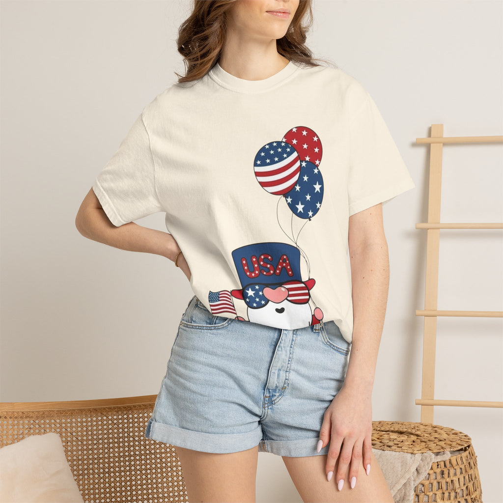 Patriotic Gnome with Balloons T-Shirt | Happy 4th of July USA Design