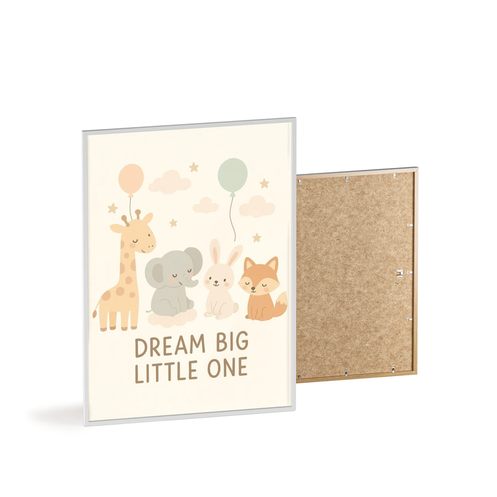 Dream Big Little One Nursery Poster — Woodland Animals Framed Wall Art