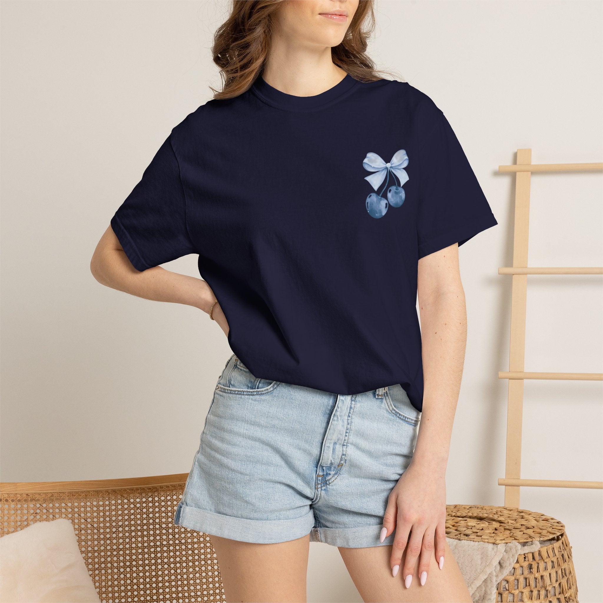 Blue Watercolor Cherries T-Shirt