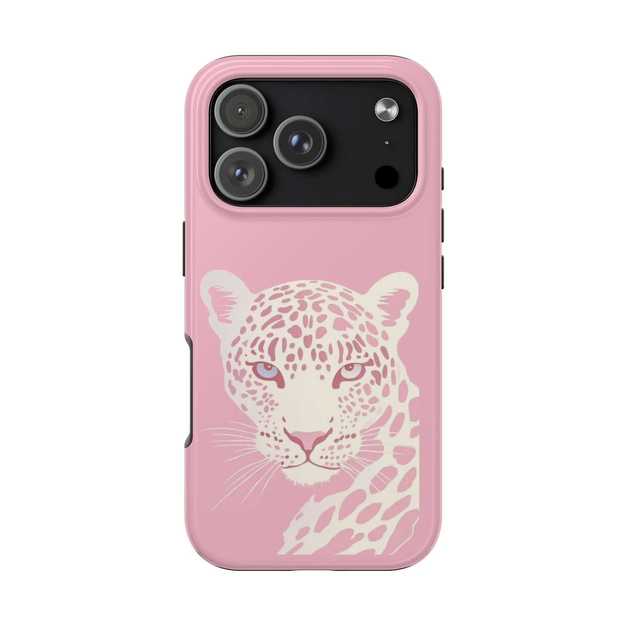 Tough Phone Case — Pink Leopard Face Protective Phone Cover
