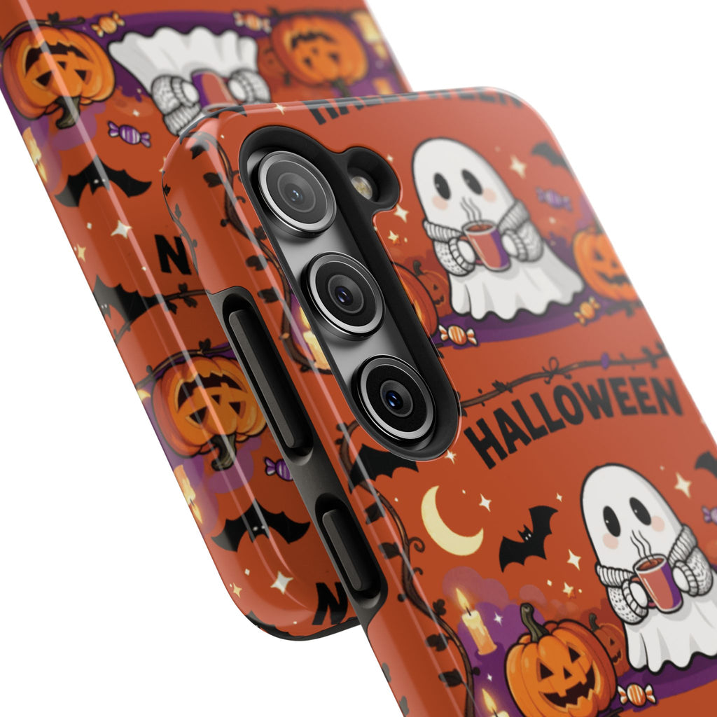 Halloween Ghost Pattern Tough Phone Case — Cute Pumpkin & Candy Halloween Phone Cover