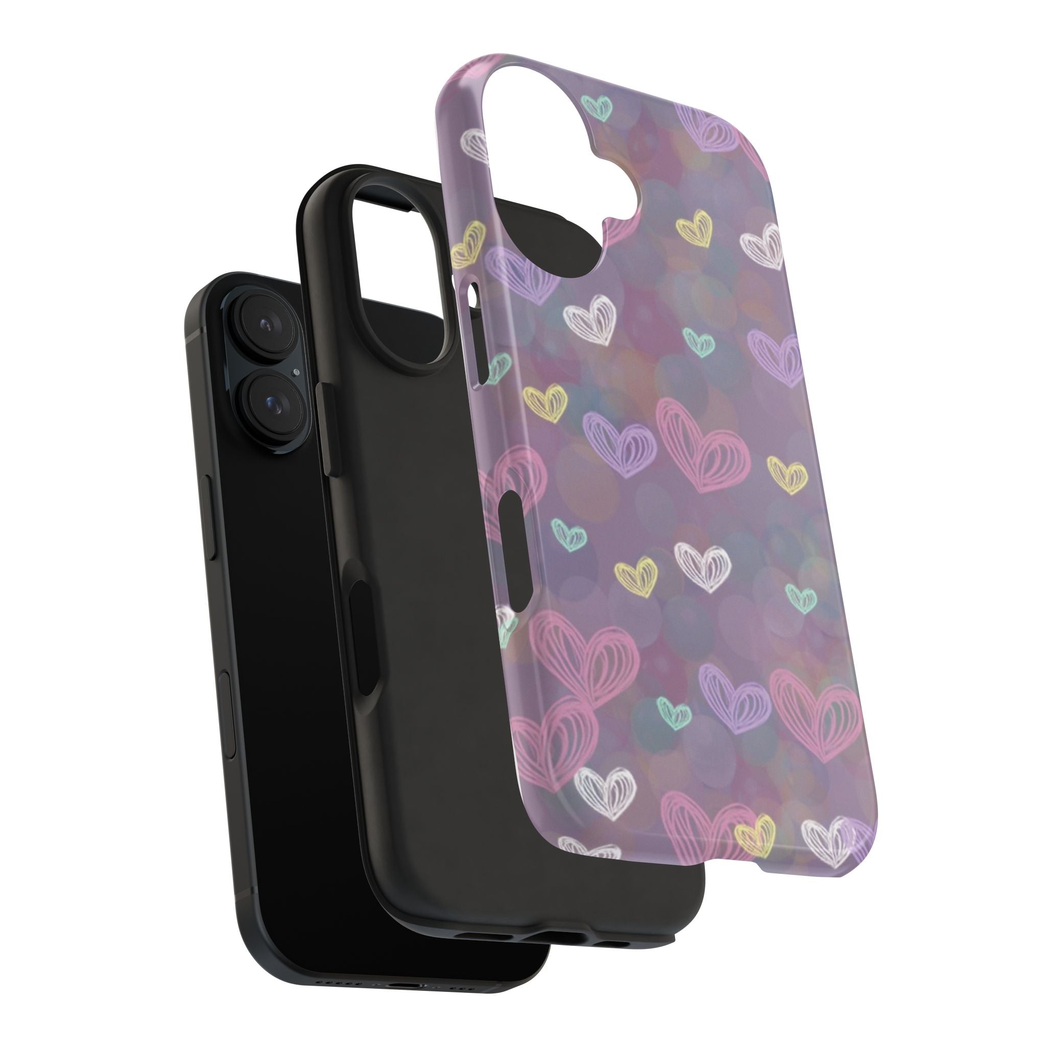 Tough Phone Case — Pastel Heart Pattern Protective Phone Cover