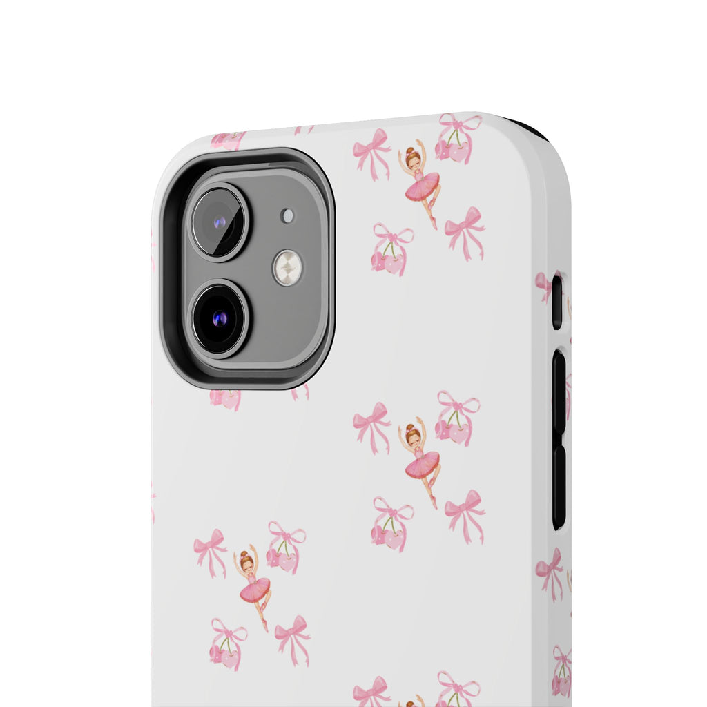 Pink Ballet Pattern Tough Phone Case — Cute Ballerina & Ribbon Design