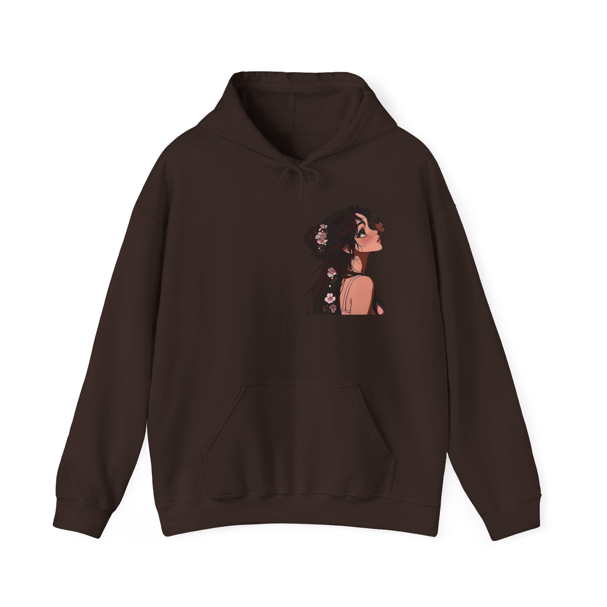 Girl Looking Up with Butterfly Hoodie | Anime Portrait Sweatshirt