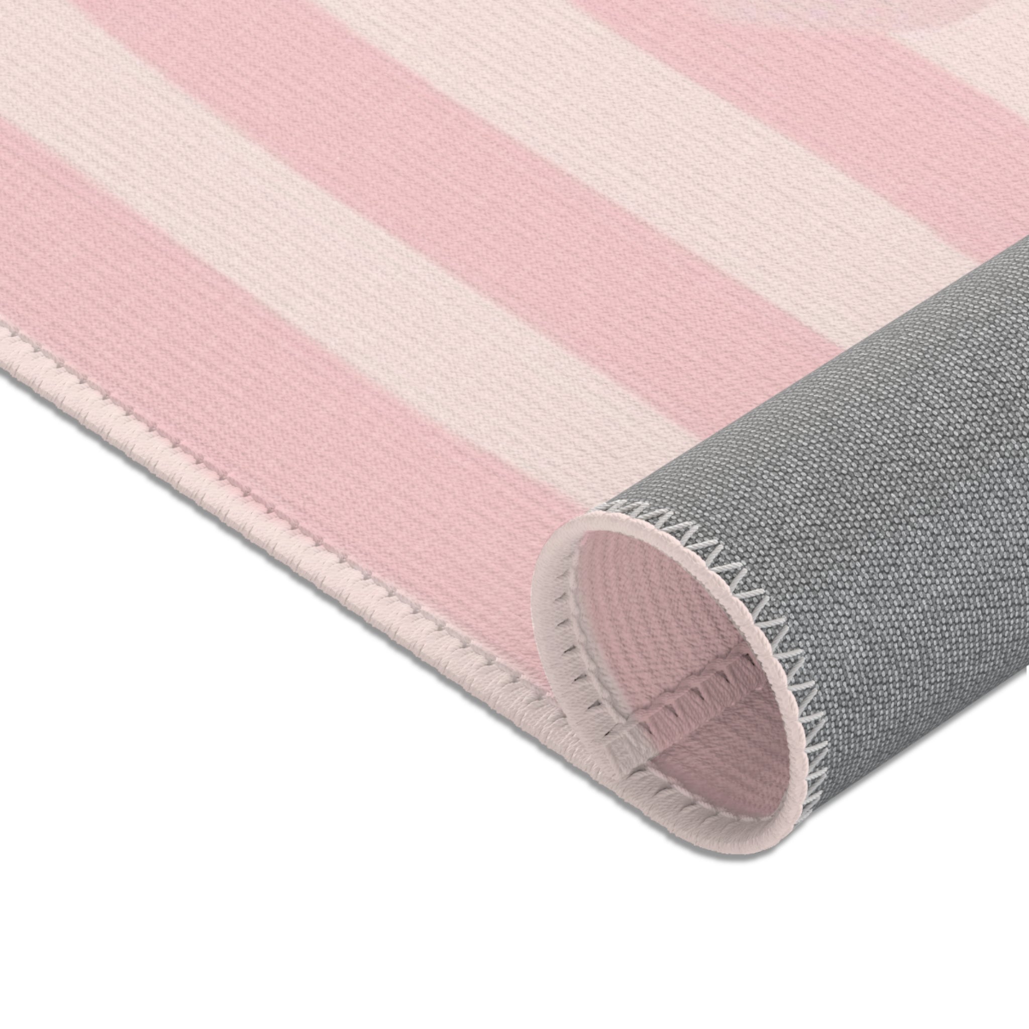 Cherry Bow Area Rug — Pink Striped Cute Kitchen or Nursery Accent Rug