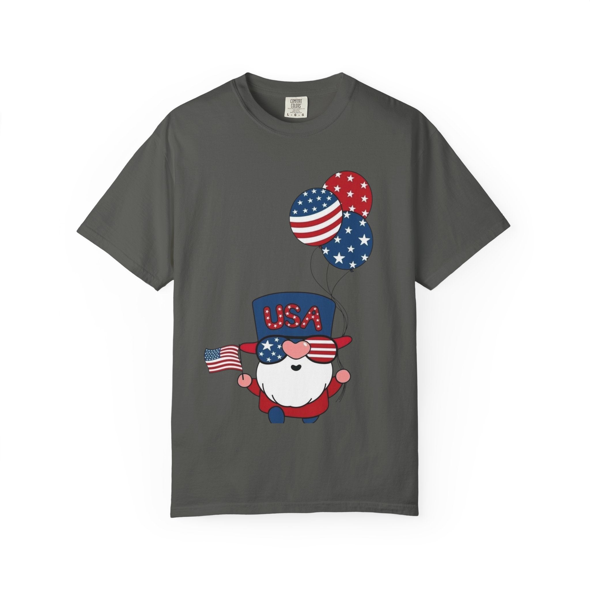 Patriotic Gnome with Balloons T-Shirt | Happy 4th of July USA Design