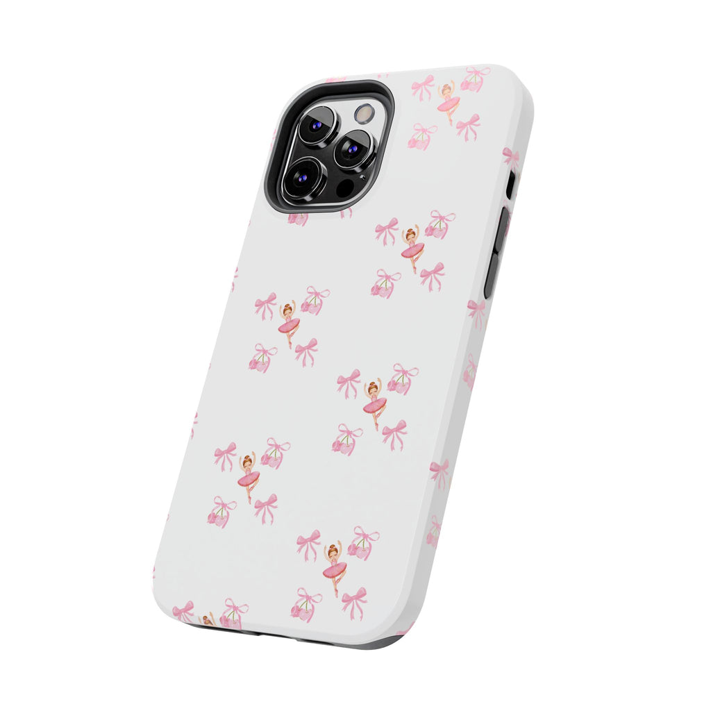 Pink Ballet Pattern Tough Phone Case — Cute Ballerina & Ribbon Design