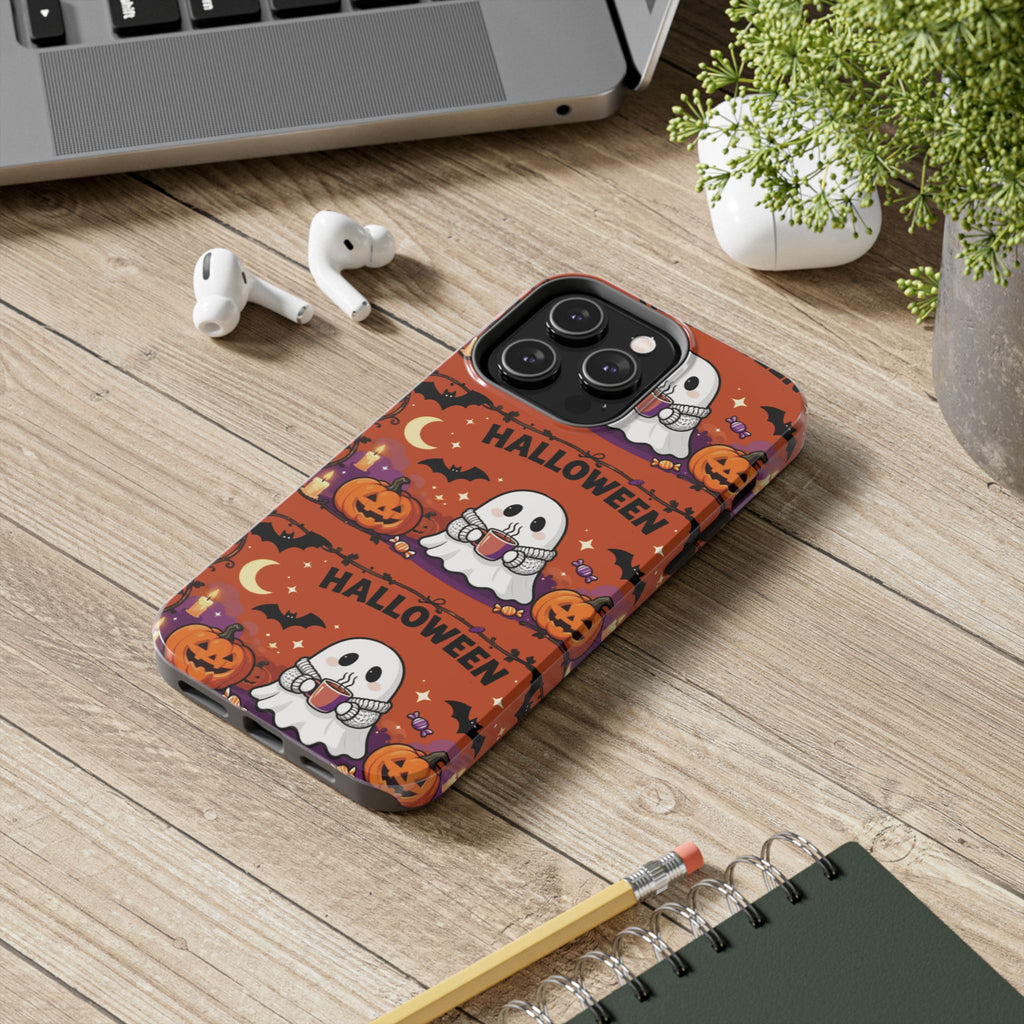 Halloween Ghost Pattern Tough Phone Case — Cute Pumpkin & Candy Halloween Phone Cover