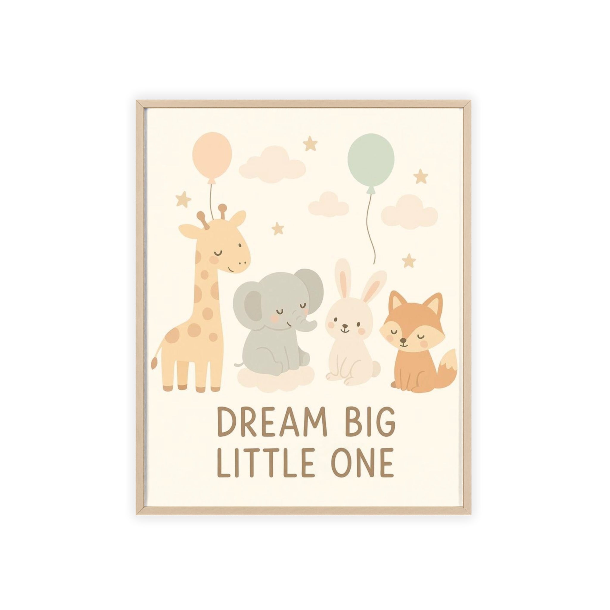 Dream Big Little One Nursery Poster — Woodland Animals Framed Wall Art