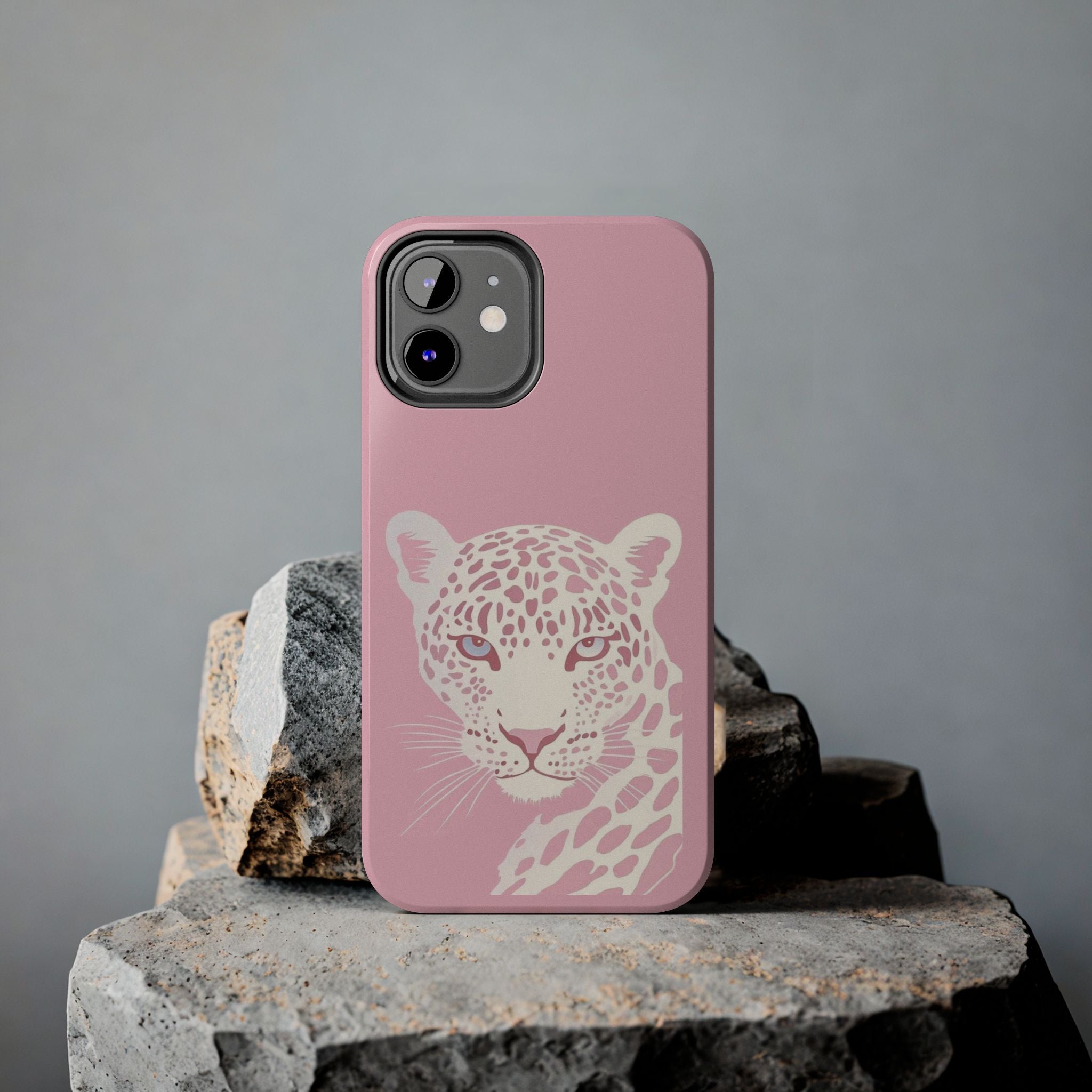 Tough Phone Case — Pink Leopard Face Protective Phone Cover