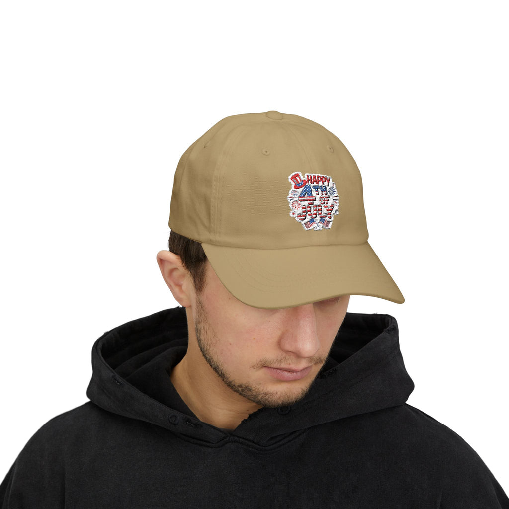 Patriotic 4th of July fireworks Dad Cap | American flag baseball hat